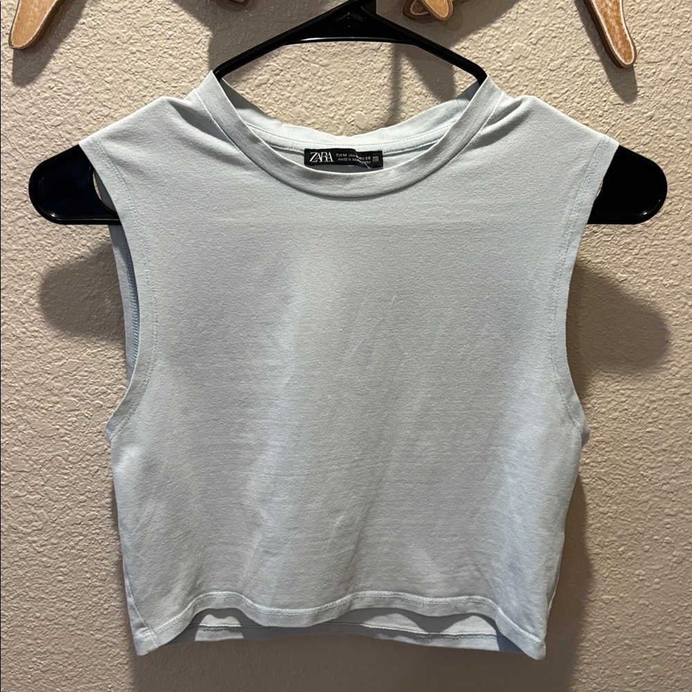 Zara Women's Light Blue Muscle Tee